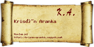 Krisán Aranka névjegykártya